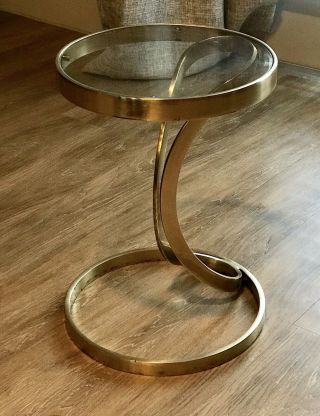 Vintage Sculpted Brass & Glass Side Table Pace Springer Era