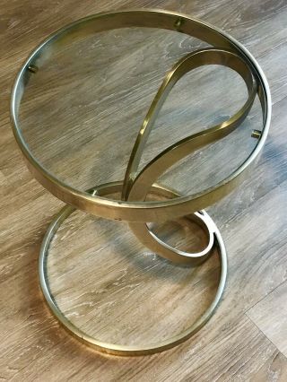 Vintage Sculpted Brass & Glass Side Table Pace Springer Era 2