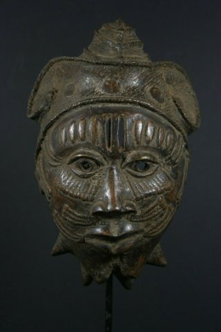 African Benin Bronze Oba King Mask - Benin Tribe,  African Tribal Art Primitive