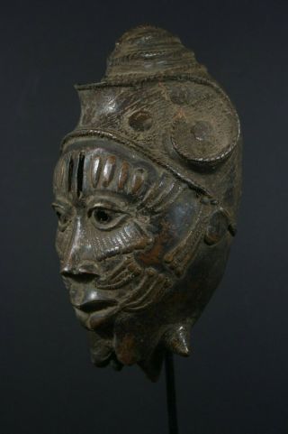 African BENIN bronze OBA King MASK - BENIN tribe,  AFRICAN TRIBAL ART PRIMITIVE 3