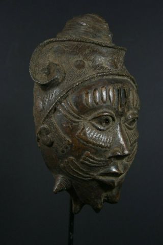 African BENIN bronze OBA King MASK - BENIN tribe,  AFRICAN TRIBAL ART PRIMITIVE 4