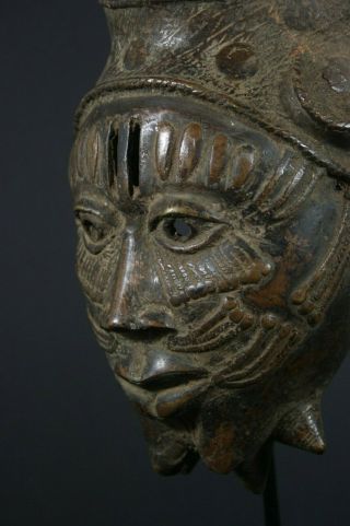 African BENIN bronze OBA King MASK - BENIN tribe,  AFRICAN TRIBAL ART PRIMITIVE 5