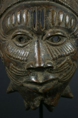 African BENIN bronze OBA King MASK - BENIN tribe,  AFRICAN TRIBAL ART PRIMITIVE 6