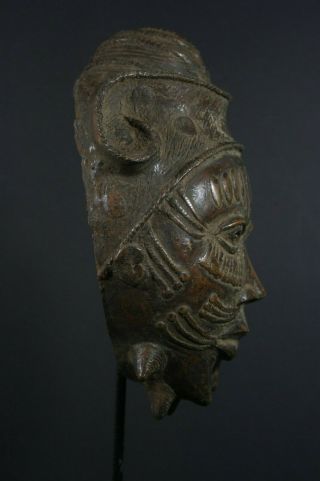 African BENIN bronze OBA King MASK - BENIN tribe,  AFRICAN TRIBAL ART PRIMITIVE 7