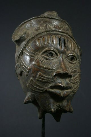 African BENIN bronze OBA King MASK - BENIN tribe,  AFRICAN TRIBAL ART PRIMITIVE 9