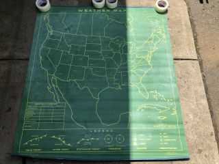 Hubbard Chalk Map School Mcnally Vtg Classroom Usa Wall America 1962 Weather
