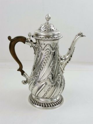 Rococo Georgian Silver Coffee Pot,  London 1765 Francis Crump