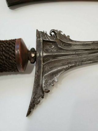 Antique 19th century Damascus blade Indonesian kris keris sword 5
