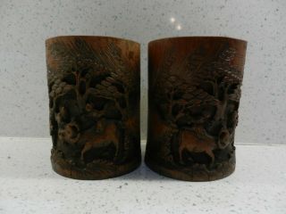 19c chinese carved bamboo brush pots 2