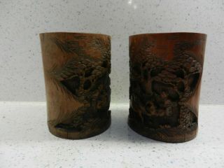 19c chinese carved bamboo brush pots 3