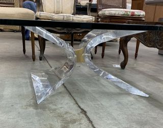 Vintage Mid Century Signed Lion In Frost Lucite Butterfly Coffee Table Base 3