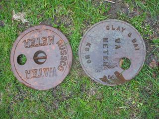 2 Vintage Steampunk Cast Iron Water Meter Cover Lamp Base Project