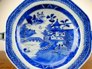 Antique Chinese Porcelain Warming Plate Dish Blue and White 18th Century Export 3
