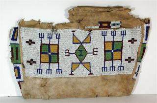 Ca1880s Native American Sioux Indian Bead Decorated Hide Tipee Bag Teepee Beaded