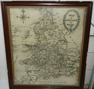 STUNNING EARLY FINELY EMBROIDERED MAP OF ENGLAND & WALES 1795 EXTREMELY RARE 2