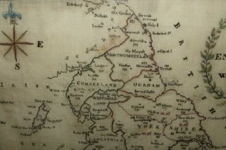 STUNNING EARLY FINELY EMBROIDERED MAP OF ENGLAND & WALES 1795 EXTREMELY RARE 3