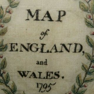 STUNNING EARLY FINELY EMBROIDERED MAP OF ENGLAND & WALES 1795 EXTREMELY RARE 9