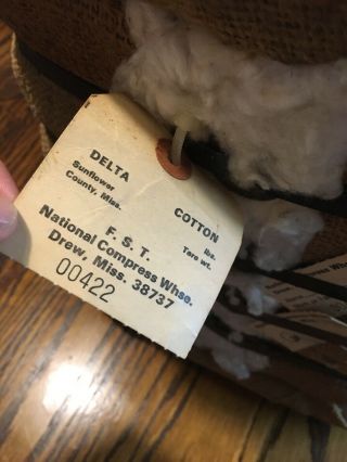Large Delta Cotton Bale From Drew Sunflower County Mississippi 13 3/4” Height 3