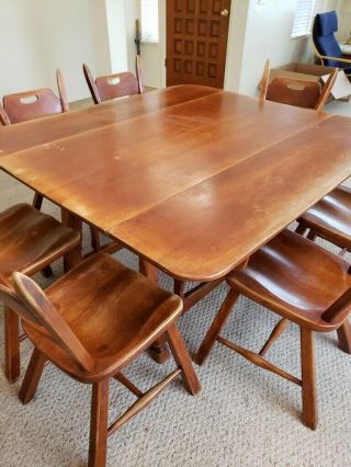 CUSHMAN COLONIAL Butterfly Drop Leaf Solid Maple Table & Chairs 2