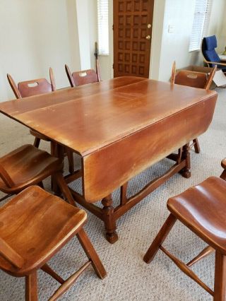 CUSHMAN COLONIAL Butterfly Drop Leaf Solid Maple Table & Chairs 4