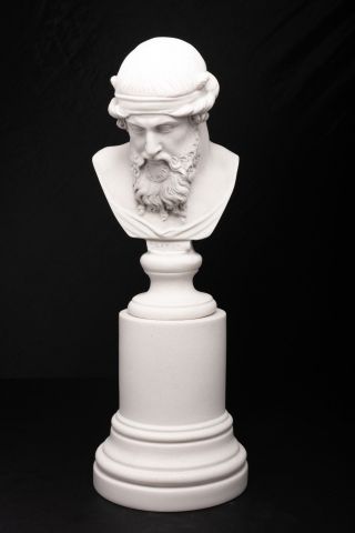 Marble Bust of Greek Philosopher Plato on a large base,  Classical Sculpture.  Art 2