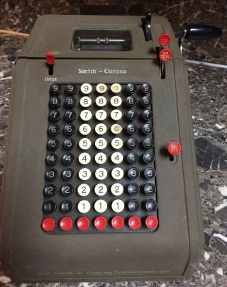 Lc Smith & Corona Adding Machine Vintage Antique Calculator With Cover