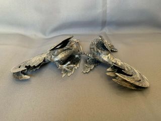 REALISTIC PAIR SPANISH STERLING SILVER 925 FIGHTING COCKS/ ROOSTERS 10