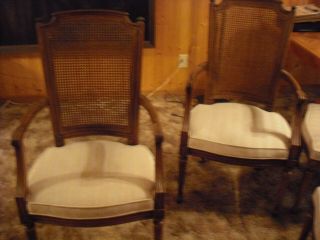 Vintage 5 Henredon French Regency Cain Back Dining Room Chairs 2 w/ side arms 2