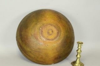Early 19th C Turned Wooden Bowl In Maple In Great Mustard Yellow Paint