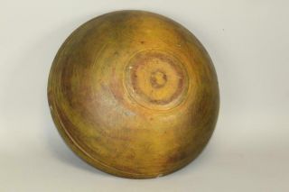 EARLY 19TH C TURNED WOODEN BOWL IN MAPLE IN GREAT MUSTARD YELLOW PAINT 2