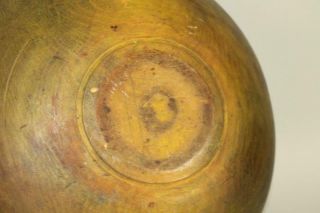 EARLY 19TH C TURNED WOODEN BOWL IN MAPLE IN GREAT MUSTARD YELLOW PAINT 3