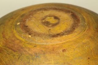 EARLY 19TH C TURNED WOODEN BOWL IN MAPLE IN GREAT MUSTARD YELLOW PAINT 4