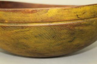 EARLY 19TH C TURNED WOODEN BOWL IN MAPLE IN GREAT MUSTARD YELLOW PAINT 6