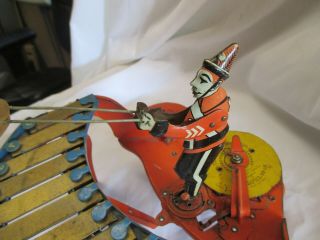 Zilotone,  1930’s (3) discs Wolverine Wind Up Clown On Xylophone Toy, 3