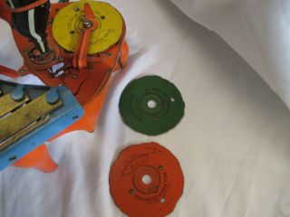 Zilotone,  1930’s (3) discs Wolverine Wind Up Clown On Xylophone Toy, 4