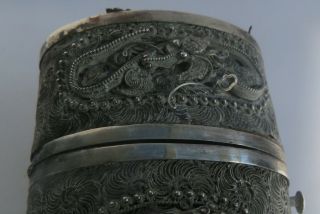 ANTIQUE CHINESE SILVER FILIGREE DRAGON CASE from SHANGHAI POLICE 1864 10
