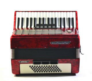 Weltmeister Stella 60 Bass Lmm Accordion Akkordeon Fisarmonica Red,  Case