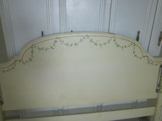 Wood Queen Size Headboard Tropical Style With Hand Painted Green Color Leaf 10