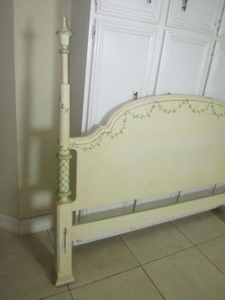 Wood Queen Size Headboard Tropical Style With Hand Painted Green Color Leaf 3