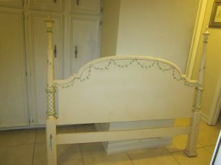 Wood Queen Size Headboard Tropical Style With Hand Painted Green Color Leaf 7