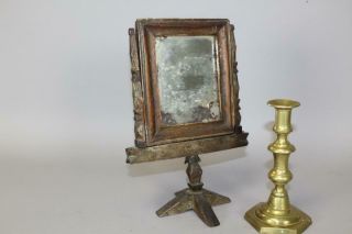 Rare Early 19th C Miniature Shoe Foot Dressing Mirror In Grungy Paint