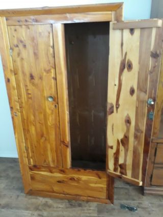 Antique All Wood Cedar Closet Armoire Wardrobe from 1950 2