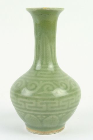 Antique Chinese Porcelain Celadon Vase with Decorations 2