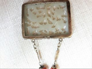 VINTAGE ANTIQUE CHINESE CARVED JADE NECKLACE CORAL SILVER SIGNED LIU 6