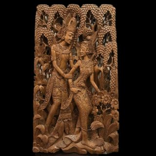 Very Rare Huge Gandhara Ancient Wooden Wall Relief 200 - 400 Ad (large Size) (1)