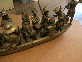 STUNNING Museum Quality African Benin Kingdom Bronze Boat Oba Exile 44 