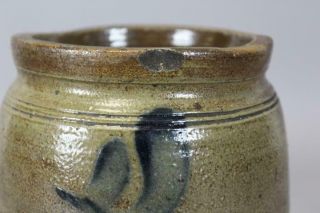 RARE 19TH C PENNSYLVANIA COBALT BLUE DECORATED STONEWARE PRESERVES JAR 10