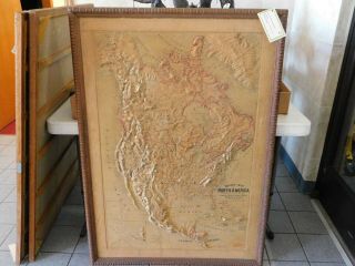1895 Antique Central School House Supply North America Relief Map