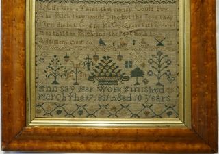 EARLY 19TH CENTURY MOTIF & VERSE SAMPLER BY ANN SAY AGED 10 - March 17th 1831 3
