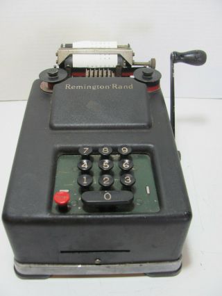 Antique Remington Rand 10 Key Hand Crank Adding Machine